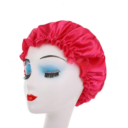 Womens Satin Nightcap Shower Cap Hair Care Cap Adjustable Dome Hat