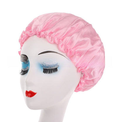 Womens Satin Nightcap Shower Cap Hair Care Cap Adjustable Dome Hat