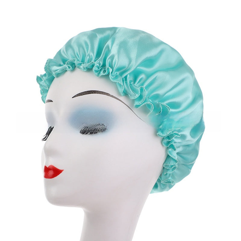 Womens Satin Nightcap Shower Cap Hair Care Cap Adjustable Dome Hat