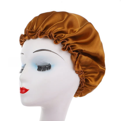 Womens Satin Nightcap Shower Cap Hair Care Cap Adjustable Dome Hat