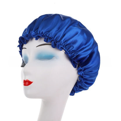 Womens Satin Nightcap Shower Cap Hair Care Cap Adjustable Dome Hat