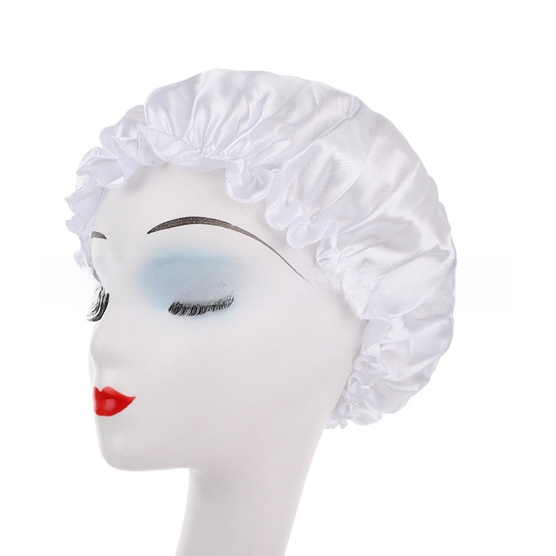 Womens Satin Nightcap Shower Cap Hair Care Cap Adjustable Dome Hat