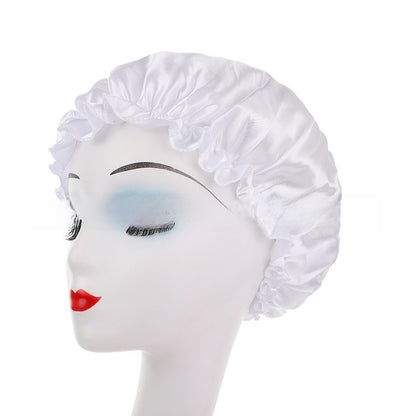 Womens Satin Nightcap Shower Cap Hair Care Cap Adjustable Dome Hat