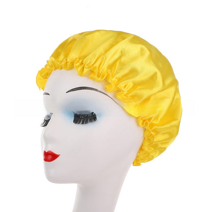 Womens Satin Nightcap Shower Cap Hair Care Cap Adjustable Dome Hat