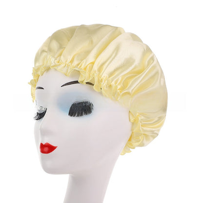Womens Satin Nightcap Shower Cap Hair Care Cap Adjustable Dome Hat