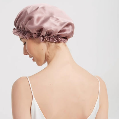 Womens Satin Nightcap Shower Cap Hair Care Cap Adjustable Dome Hat