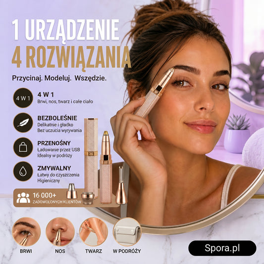 Trymer do twarzy i brwi 4 w 1 w kształcie szminki z końcówkami do brwi, nosa i twarzy