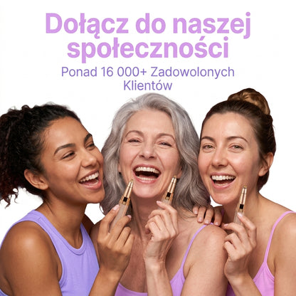 Trzy uśmiechnięte kobiety z trymerem Spora w kształcie szminki
