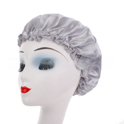 Womens Satin Nightcap Shower Cap Hair Care Cap Adjustable Dome Hat
